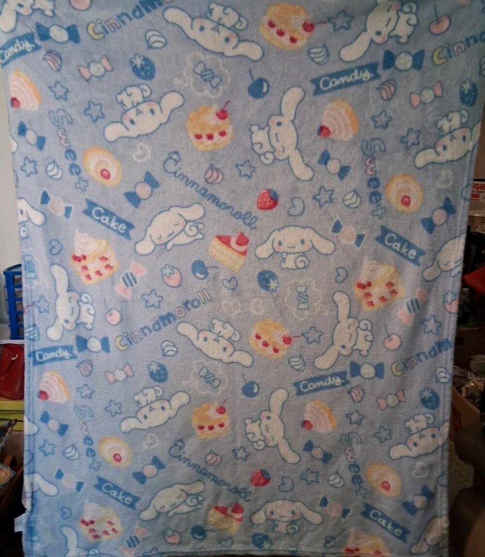 Baby Blanket Sanrio Cinnamoroll Fleece Light Blue Kawaii Sweet Treats Pattern